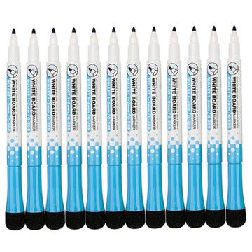 12-Pack Whiteboard Markers with Eraser - Blue