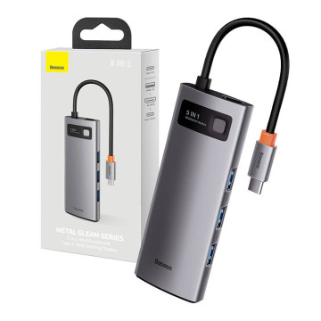 Rozbočovač 5v1 Baseus Metal Gleam Series CAHUB-CX0G, USB-C na 3x USB 3.0 + HDMI + USB-C PD