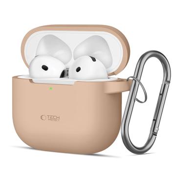 AirPods 4 Tech-Protect Silicone Hook Case - Caffe Latte