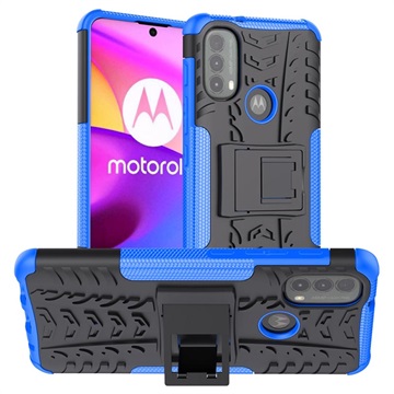 Anti -Slip Motorola Moto E20/E30/E40 Hybridní pouzdro se stojanem - modrá/černá