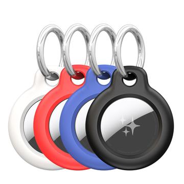 Apple AirTag Dux Ducis Plastic Case Set with Keychain - 4 Pcs. - Black / Blue / Red / White