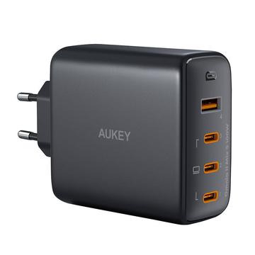 Aukey PA-B7S Omnia II Mix S Wall 100W Charger - GaN Charger with 1x USB-A & 3x USB-C Ports - Black