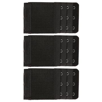 Bra Extenders with 3 Rows of Hooks - 3 Pcs. - Black