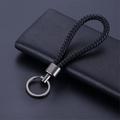 Braided PU Leather Keychain - Black