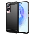 Honor 90 Lite/X50i Pouzdro z Kartáčovaného TPU - Uhlíkové Vlákno - Černá