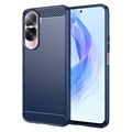 Honor 90 Lite/X50i Pouzdro z Kartáčovaného TPU - Uhlíkové Vlákno - Modrý