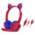 Cat Ears AKZ-020 Over-Ear Wired Headphones for Kids / Gaming Headset with Microphone - Red