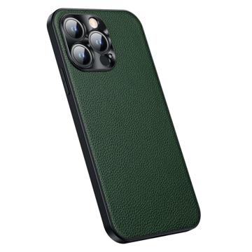 Kožený Potažený iPhone 14 Pro Hybrid Pouzdro