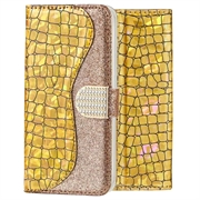 Croco Bling iPhone XS Max peněženka - zlato