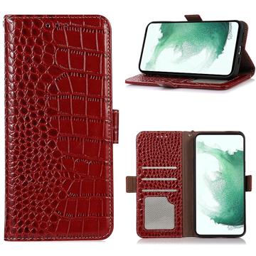 Kožené Pouzdro na Peněženku Crocodile Honor 70 s RFID - Červené