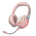 EL-A2 Folding Gaming Headset Graffiti Cool Headphone with Microphone Head-Mounted Bluetooth Earphone - Pink