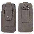 Elegant Universal Belt Clip Case 6.7" - Card Slots, Carabiner - Grey