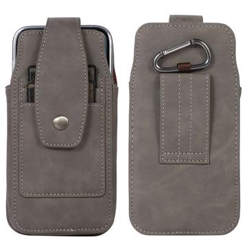 Elegant Universal Belt Clip Case 6.7" - Card Slots, Carabiner - Grey