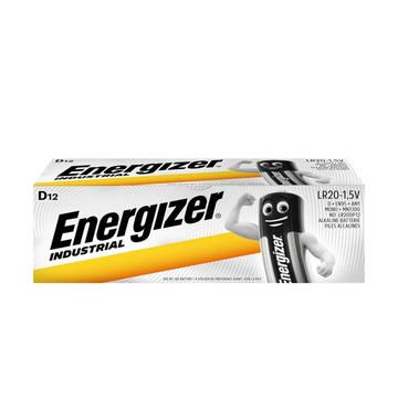 Energizer Industrial LR20/D Alkaline Batteries - 12 Pcs.