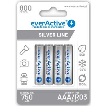 EverActive Silver Line EVHRL03-800 Rechargeable AAA Batteries 800mAh - 4 Pcs.