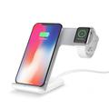 F11 Stojánek pro bezdrátové nabíjení 2 v 1 pro chytré hodinky s mobilním telefonem Qi Wireless Fast Charger pro iPhone Samsung Apple Watch - bílý