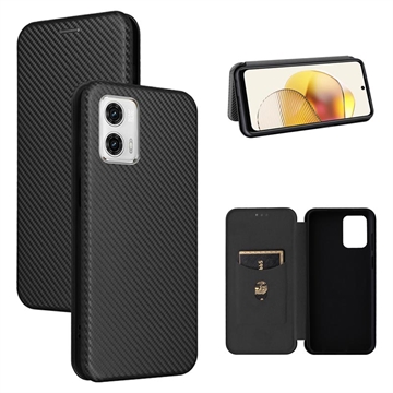 Flipové Pouzdro Motorola Moto G73 - Uhlíkové Vlákno - Černé