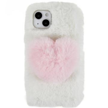 Plush Heart iPhone 14 Plus TPU Pouzdro - Bílý