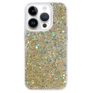 iPhone 15 Pro Glitter Flakes TPU Case - Gold