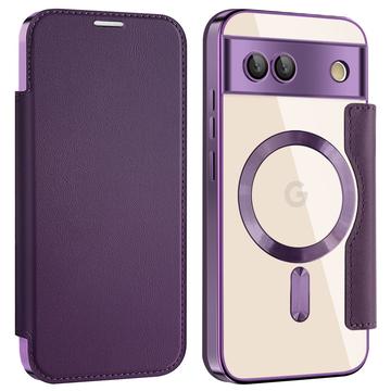 Google Pixel 8a Flip Case with Card Slot - MagSafe Compatible - Purple