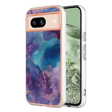 Google Pixel 8a Marble Pattern Electroplated IMD TPU Case - Purple