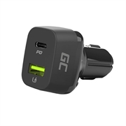 Green Cell 48W Car Charger with USB-C Power Delivery and USB-A Quick Charge 3.0 - Fast Charging for Smartphones and Tablets