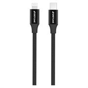 GreyLime 18W opletený USB-C / Lightning kabel – MFi Certified – 1m – Černá