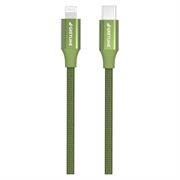 GreyLime 18W opletený USB-C / Lightning kabel – MFi Certified – 1m – Zelená