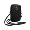 Guess Quilted 4G Metal Logo Phone Bag with Adjustable Strap - Black