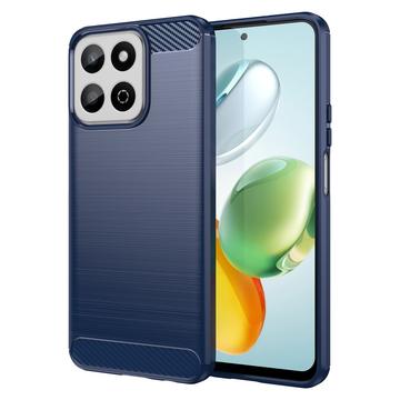 Honor 200 Smart Pouzdro z Kartáčovaného TPU - Uhlíkové Vlákno - Modrý