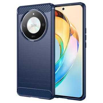 Honor Magic6 Lite Pouzdro z Kartáčovaného TPU - Uhlíkové Vlákno - Modrý