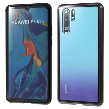 Magnetické Pouzdro s Tvrzeným Sklem pro Huawei P30 Pro - Černá