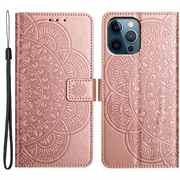 iPhone 16 Pro Max Série Mandala Peněženka - Růžové zlato