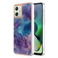 Motorola Moto G54 Marble Pattern Electroplated IMD TPU Case - Purple