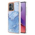 Motorola Moto G84 Marble Pattern Electroplated IMD TPU Case - Blue