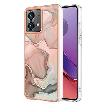 Motorola Moto G84 Marble Pattern Electroplated IMD TPU Case - Pink