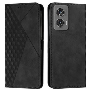 Motorola Edge 50 Fusion Rhombus Pattern Wallet Case with Magnetic Closure