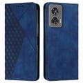 Motorola Edge 50 Fusion Rhombus Pattern Wallet Case with Magnetic Closure - Blue