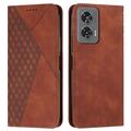 Motorola Edge 50 Fusion Rhombus Pattern Wallet Case with Magnetic Closure