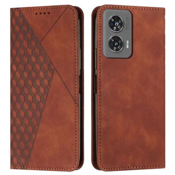 Motorola Edge 50 Fusion Rhombus Pattern Wallet Case with Magnetic Closure