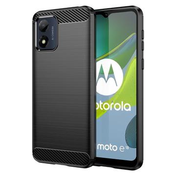 Motorola Moto E13 Pouzdro z Kartáčovaného TPU - Uhlíkové Vlákno - Černé