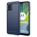 Motorola Moto E13 Pouzdro z Kartáčovaného TPU - Uhlíkové Vlákno - Modrý