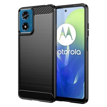 Motorola Moto G04/G24 Pouzdro z Kartáčovaného TPU - Uhlíkové Vlákno - Černé