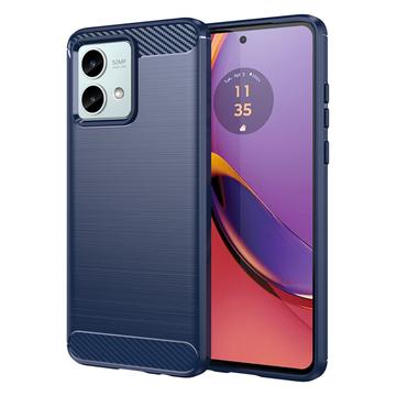 Motorola Moto G84 Pouzdro z Kartáčovaného TPU - Uhlíkové Vlákno - Modrý