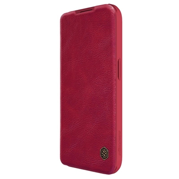 Nillkin Qin Pro iPhone 15 Pro Flip Case - Červené