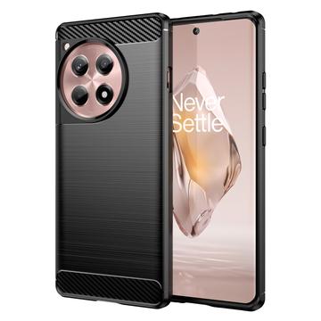 OnePlus 12R/Ace 3 Pouzdro z Kartáčovaného TPU - Uhlíkové Vlákno - Černé