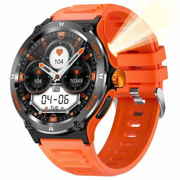 Outdoor-Style Waterproof Smartwatch KT76 w. Compass, Flashlight - 1.53"