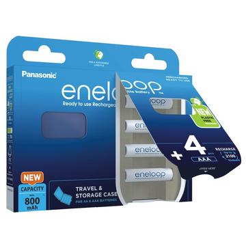 Panasonic Eneloop Pro BK-4MCDEC4BE Rechargeable AAA Batteries 800mAh w. Storage Box - 4 Pcs.