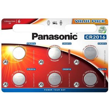 Panasonic Mini CR2016 Lithium Coin Batteries - 6 Pcs.