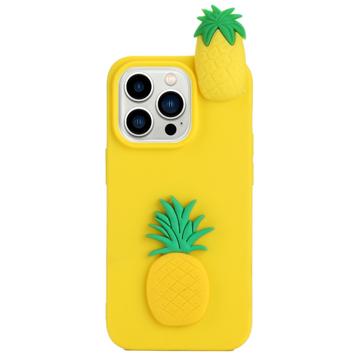 3D Cartoon TPU Pouzdro na iPhone 14 Pro Max - Ananas